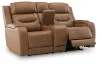 Ashley Furniture PCU1160018A Ashley Furniture PCU1160018A Knightington - Power Reclining Loveseat With Audio Console - Caramel