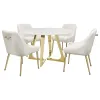 Coaster Fine Furniture 107171 Gwynn - Round Marble Stainless Steel Dining Table - Gold
