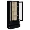 Coaster Fine Furniture 953478 Hawthorne - 4-Shelf Glass Door Tall Cabinet With Drawers - Black