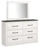 Ashley Furniture B1190/31/36/57/54/98 Ashley Furniture B1190/31/36/57/54/98 Gerridan - 5 Pc. - Dresser, Mirror, Queen Panel Bed with Sconces - White