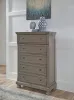 Ashley Furniture B733/31/36/46/77/74/98/92(2) Ashley Furniture B733/31/36/46/77/74/98/92(2) Lettner - 8 Pc. - Dresser, Mirror, Chest, Queen Sleigh Bed with 2 Storage Drawers, 2 Nightstands - Light Gray