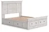 Ashley Furniture PCB1171B10 Ashley Furniture PCB1171B10 Makidern - Queen Panel Storage Bed With 2 Under Bed Storage Units And Storage Footboard - Whitewash