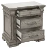 Pulaski Furniture P091-BR-K2-KIT4 Pulaski Furniture P091-BR-K2-KIT4 Madison Ridge - Queen Storage Bed, 2 Nightstands And Drawer Dresser With Framed Mirror - Heritage Taupe