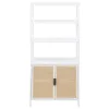 Coaster Fine Furniture 961652 Amherst - 3-Shelf Radio Weave Cane Metal Accent Cabinet - White