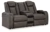Ashley Furniture 3660218 Ashley Furniture 3660218 Fyne-Dyme - Power Reclining Loveseat with Console/Adj Hdrst - Shadow