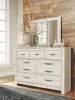 Ashley Furniture B331/31/36/46/58/91(2) Ashley Furniture B331/31/36/46/58/91(2) Bellaby - 6 Pc. - Dresser, Mirror, Chest, King Panel Headboard, 2 Nightstands - Whitewash