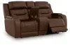 Ashley Furniture PCU1160218A Knightington - Power Reclining Loveseat With Audio Seating - Brown