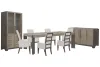 Pulaski Furniture P402240-KIT28 Pulaski Furniture P402240-KIT28 Anderson Park - Leg Dining Table With 6 Upholstered Arm Chairs, Sideboard And China Cabinet - Moose Trail / Frontier Brown