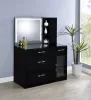 Coaster Fine Furniture 930219 Flora - 2-Drawer Vanity Set With LED Mirror - Black High Gloss