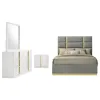 Coaster Fine Furniture 223091GRYKE-S4 Ines - 4 Piece Eastern King Bedroom Set - Gray And White High Gloss