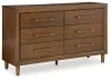 Ashley Furniture B615/31/36/81/97/92(2) Ashley Furniture B615/31/36/81/97/92(2) Lyncott - 6 Pc. - Dresser, Mirror, Queen Upholstered Bed, 2 Nightstands - Brown