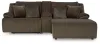 Ashley Furniture 92705S4 Top Tier - 3-Piece Reclining Sectional Sofa With Raf Press Back Chaise - Chocolate
