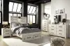 Ashley Furniture B192/31/36/87/84S/86 Ashley Furniture B192/31/36/87/84S/86 Cambeck - 5 Pc. - Dresser, Mirror, Full Panel Bed with 2 Storage Drawers - Whitewash