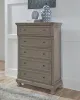 Ashley Furniture B733-46 Lettner - Five Drawer Chest - 2-handles - Light Gray
