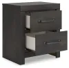 Ashley Furniture PCB2108-92 Hollivern - Two Drawer Night Stand - Dark Gray