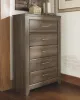 Ashley Furniture B251/31/36/46/67/64/98 Juararo - 6 Pc. - Dresser, Mirror, Chest, Queen Poster Bed - Dark Brown