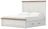 Ashley Furniture B4615B15 Ashley Furniture B4615B15 Savonport - King Panel Bed With 2 Under Bed Storage Units - White / Brown