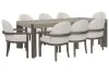 Pulaski Furniture P402240-KIT45 Pulaski Furniture P402240-KIT45 Anderson Park - Leg Dining Table With 8 Upholstered Host Chairs - Moose Trail / Frontier Brown
