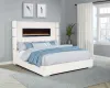 Coaster Fine Furniture 306032KE Tisdall - Upholstered Eastern King Fireplace Bed - Cream