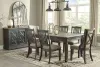 Ashley Furniture D736/25/01(4)/02(2)/60 Ashley Furniture D736/25/01(4)/02(2)/60 Tyler Creek - 8 Pc. - Dining Room Table, 4 Side Chairs, 2 Upholstered Side Chairs, Server - Dark Gray