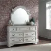 Liberty Furniture 244-BR-QUSLDM Liberty Furniture 244-BR-QUSLDM Magnolia Manor - 3 Piece Bedroom Set (Queen Upholstered Sleigh Bed, Dresser & Mirror) - Antique White