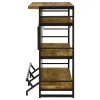 CoasterEveryday 130071 Renaldi - 3-Shelf Home Bar Wine Cabinet - Rustic Nutmeg