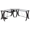 CoasterEssence 800446 Monterey - Glass Top L-Shape Computer Desk - Cappuccino