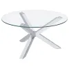 Coaster Fine Furniture 708128 Kenzie - Round Tempered Glass Top Cocktail Coffee Table - Chrome