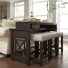 Liberty Furniture 422-OT-4PCS Heatherbrook - 4 Piece Console Set (1 Console 3 Stools) - Charcoal & Ash