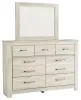 Ashley Furniture B331/31/36/46/57/91(2)/B100-31 Ashley Furniture B331/31/36/46/57/91(2)/B100-31 Bellaby - 7 Pc. - Dresser, Mirror, Chest, Queen Panel Headboard with Bolt on Bed Frame, 2 Nightstands - Whitewash