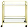 CoasterEssence 181381 Cara - 2-Tier Rectangular Glass Shelf Metal Bar Cart - Brass