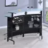 CoasterEssence 100139 Keystone - Curved Glass Top Home Bar Wine Cabinet - Black