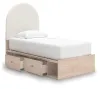 Ashley Furniture PCB1566B4 Ashley Furniture PCB1566B4 Arloster - Twin Upholstered Panel Bed With Side Storage Unit - Tan / White
