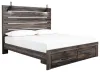 Ashley Furniture B211B55 Ashley Furniture B211B55 Drystan - King Panel Bed With 2 Storage Drawers - Brown / Beige