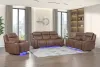 New Classic U5862-25P2-BRN Carrow - Loveseat With Power Headrest, Footrest & Cooler, Massage, Stereo - Brown