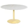 CoasterElevations 192061-S5 Kella - 5 Piece Round Marble Top Dining Set - Blue And Gold