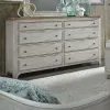 Liberty Furniture 652-BR31 Farmhouse Reimagined - 8 Drawer Dresser - Antique White / Chestnut Tops