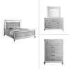 New Classic 02-9698S-14C New Classic 02-9698S-14C Valentino - Eastern King 4 Piece Bedroom Set (Bed, Dresser, Mirror, Chest) - Silver