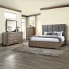 New Classic 00-B3412-14C Harrisburg - 6/6 Eastern King 4 Piece Bedroom Set (Bed, Dresser, Mirror, Chest) - Walnut