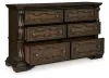 Ashley Furniture B947/31/36/46/57/54/97 Ashley Furniture B947/31/36/46/57/54/97 Maylee - 6 Pc. - Dresser, Mirror, Chest, Queen Upholstered Bed - Dark Brown