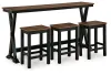 Ashley Furniture D634-113 Wildenauer - Rectangular Dining Room Counter Table Set (Set of 4) - Brown / Black