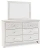 Ashley Furniture B181B8 Paxberry - Dresser, Mirror - Medallion Drawer Pulls - Whitewash