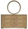 Pulaski Furniture BP432-170QN-KIT17 Pulaski Furniture BP432-170QN-KIT17 Leeza - Queen Upholstered Panel Bed, 2 Nightstands, Drawer Dresser With Mirror And Bench - Brown