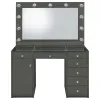 Coaster Fine Furniture 931145 Acena - 7-Drawer Vanity Set With Lighting - Gray High Gloss