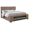 Coaster Fine Furniture 305811KW Senna - Upholstered California King Audio Flame Visualizer Bed - Brown
