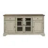 Liberty Furniture 498-TV68 Morgan Creek - Entertainment TV Stand - Antique White / Wirebrushed Tobacco Accents