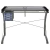 CoasterEveryday 800986 Melo - Glass Top Drafting Table With Storage - Silver