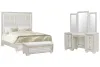 Pulaski Furniture P269-BR-K5-KIT12 Pulaski Furniture P269-BR-K5-KIT12 Camila - California King Upholstered Bed, Vanity With Mirror And Bench - Creamy White