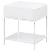 Coaster Fine Furniture 930236 Amherst - 1-Drawer Radio Weave Rattan Metal Side Table - White