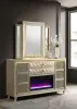 Coaster Fine Furniture 222663FBM Lorient - 8-Drawer LED Flame Box Dresser And Mirror - Ivory Camel